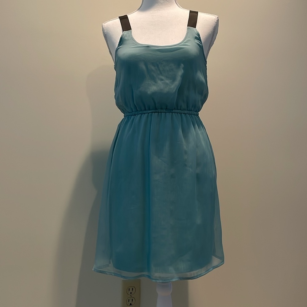 Xhilaration Teal Sundress With Black Straps. XS